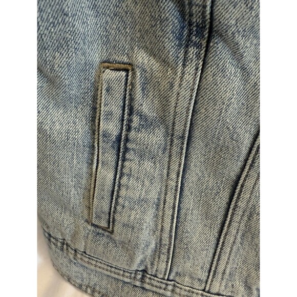 Old Navy Womens Denim Jacket Petite SM Sherpa Lining Flap Pockets Western - Picture 12 of 14